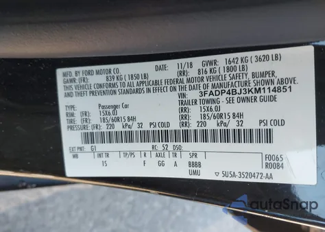 2019 Ford Fiesta Se from USA, damaged, VIN 3FADP4BJ3KM114851